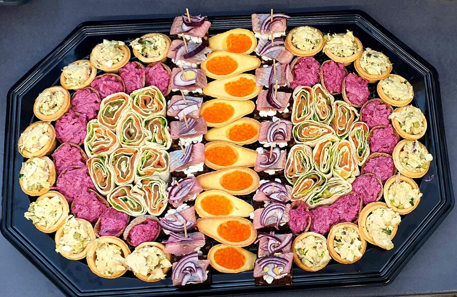 Cold fish snack plate for 10 persons