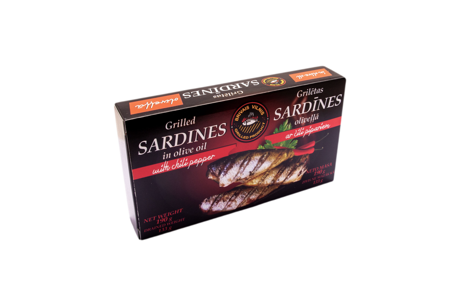 Sardines grilled in olive oil with chili pepper 190g
