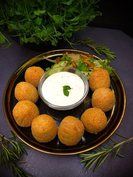 Salmon fish balls with cheese